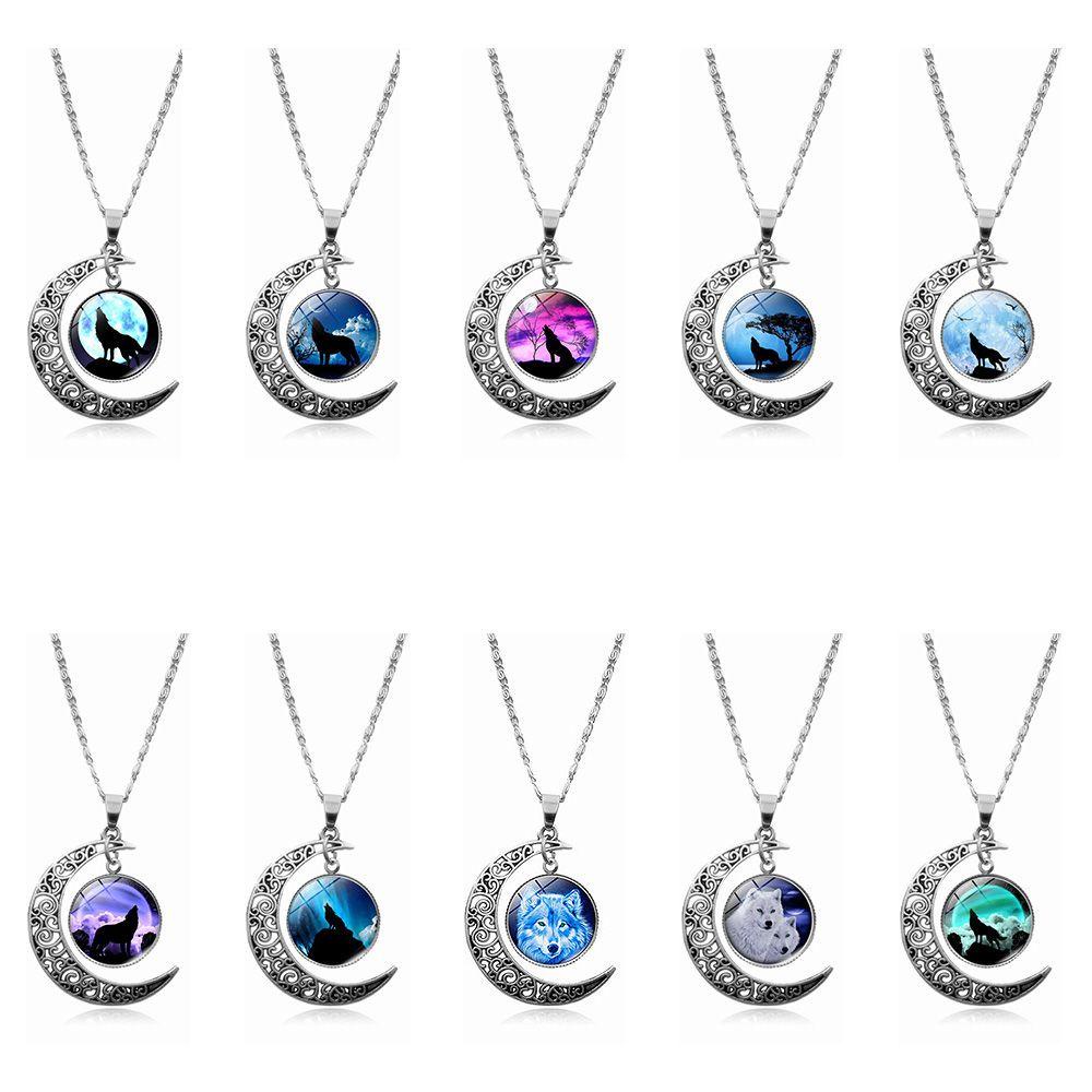 Lily Howling Wolf Necklace Hadiah Liontin Kalung Luminous Moon Glowing