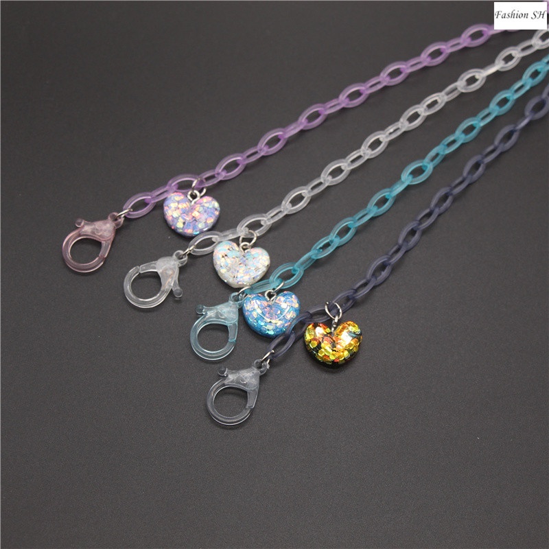 Fashion Transparent Mask Chain Love Pendant Mask Anti-lost Lanyard M60066