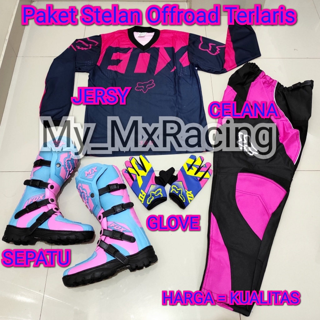 promo stelan offroad FX 33 trail cross sepatu cross jerset trail celana cross tral bonus sarung tangan