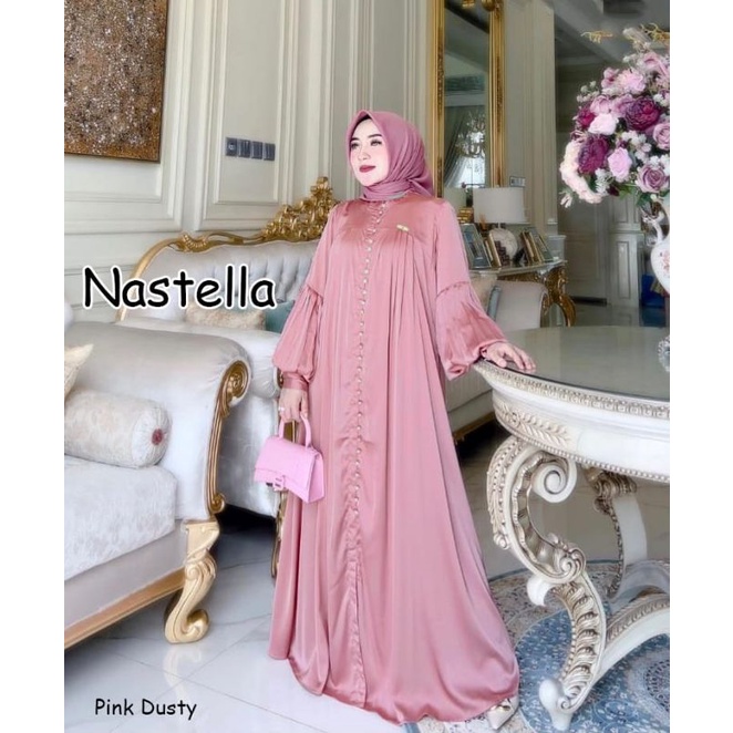 NASTELLA  gamis pesta mewah gaun walimatul bridemaid seragam lebaran casual gamis raya lebaran