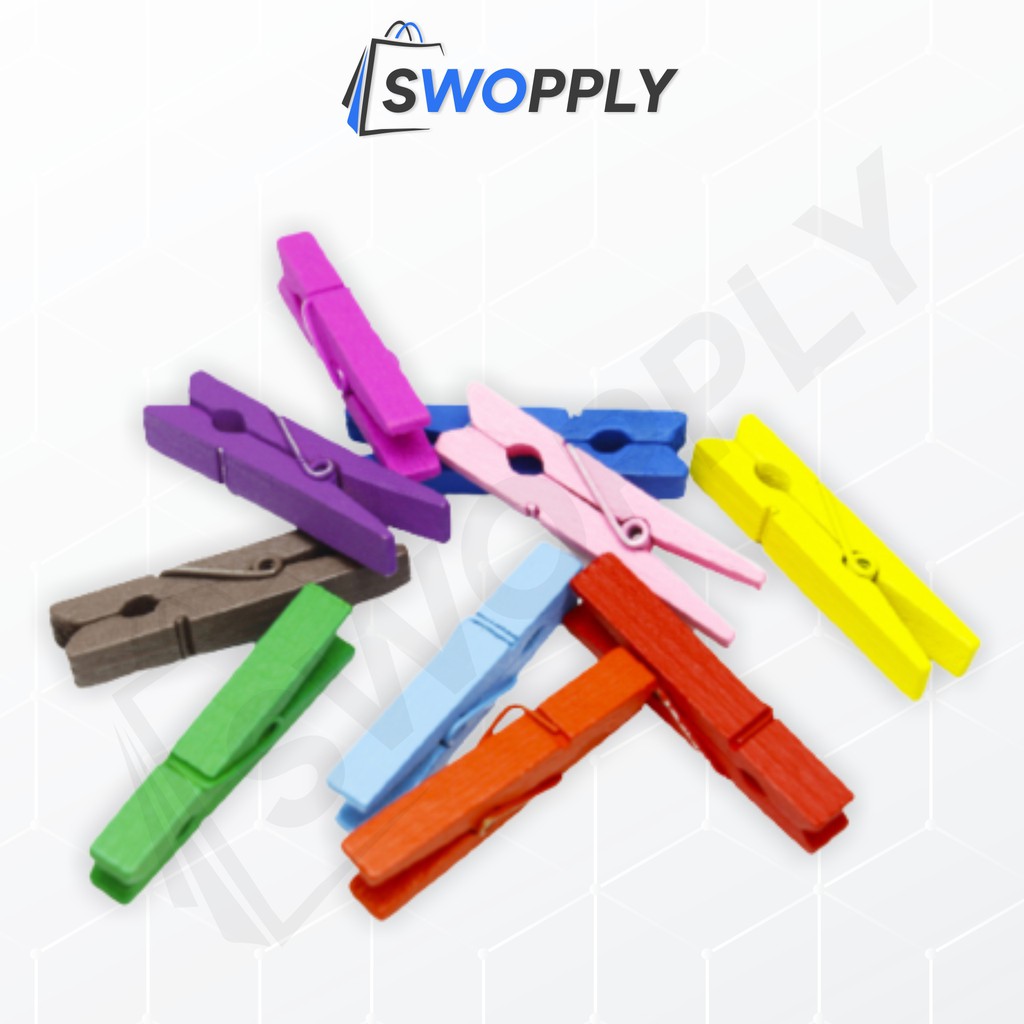 Swopply Jepit Kayu Polaroid Wooden Clip Mini Jepitan Warna Warni Souvernir