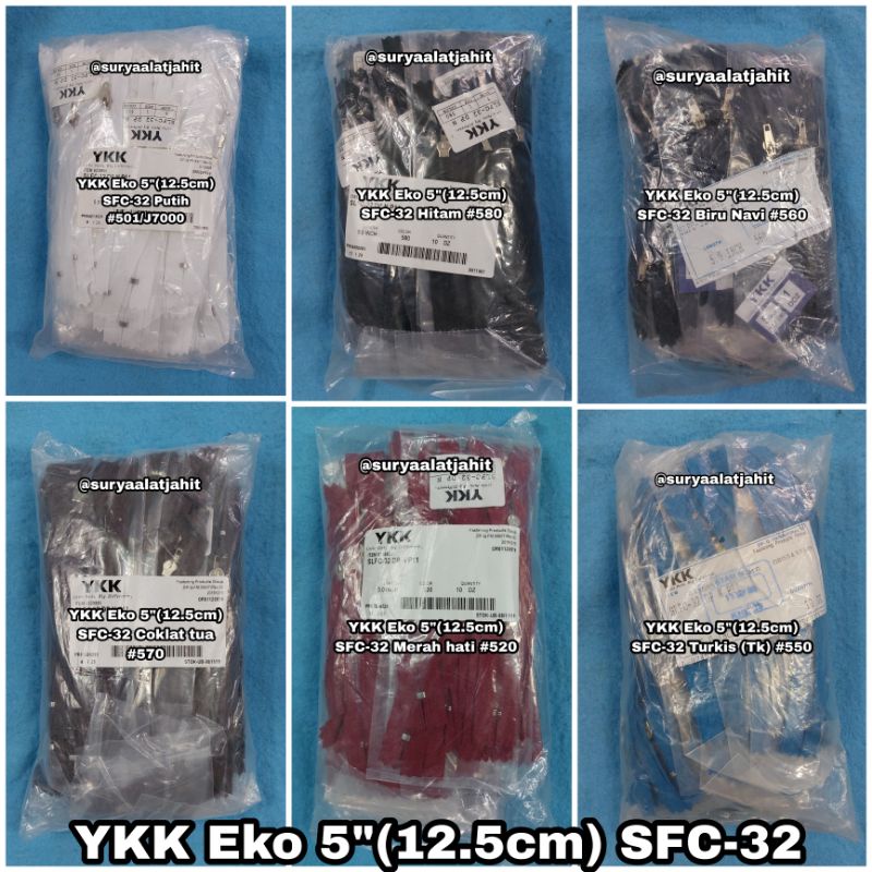 Resleting YKK Eko 5in/12.5cm SFC-32 @1pak =rp.97.000/10lsn