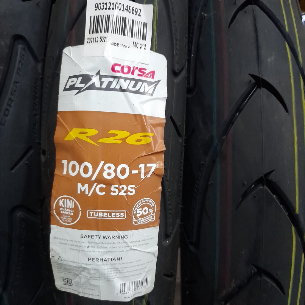 Ban motor bebek Corsa R26 100 80 17 Platinum tubeless