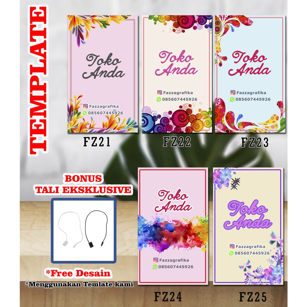 

Hang Tag - Label Baju/Produk Ukuran 3x5 cm BONUS TALI [1030 pcs] Label Baju-Hangtag