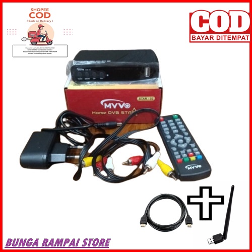 SATU PAKET KOMPLIT MYVO DVB Star-02 Mini Set Top Box TV Digital+dongle wifi+KABEL HDMI