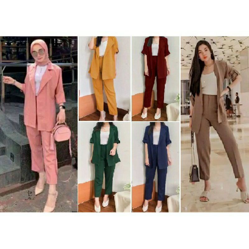 BLAZER WANITA / BLAZER SET / BLAZER ATASAN BAWAHAN POLOS/ BLAZER KERJA KANTORAN BB-NGTA
