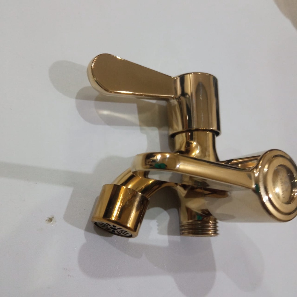 Kran Cabang Shower Gold Bahan Stianless Drad Standard 1/2&quot; Keran Double Kran Shower