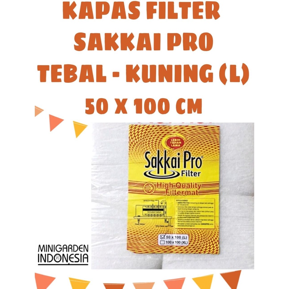 KAPAS FILTER AQUARIUM SAKKAI PRO KUNING TEBAL 50 X 100 CM SIZE L