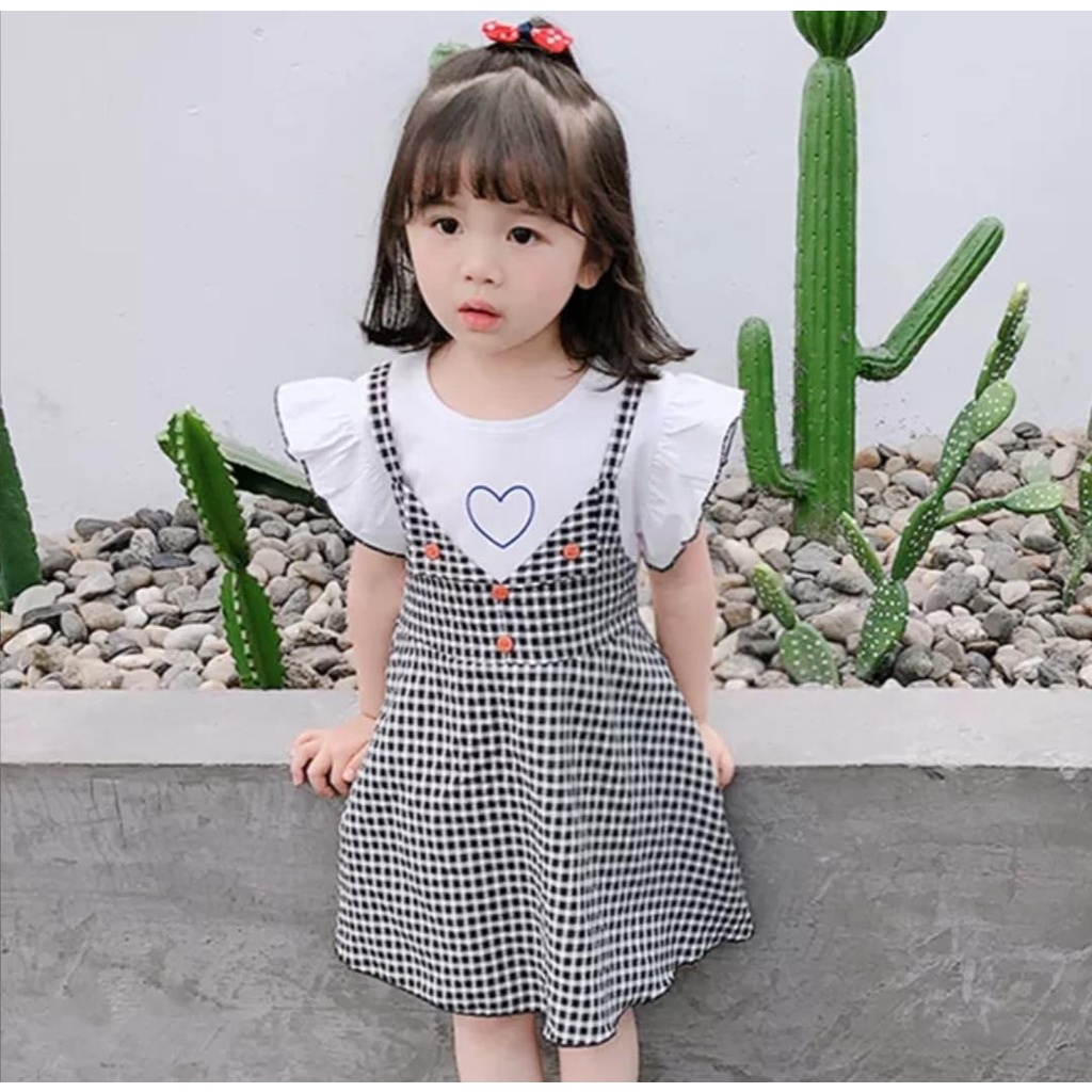 Promo !! Dress anak perempuan lucu / dress love width hand ukuran 2-3tahun / Dress import anak trendy