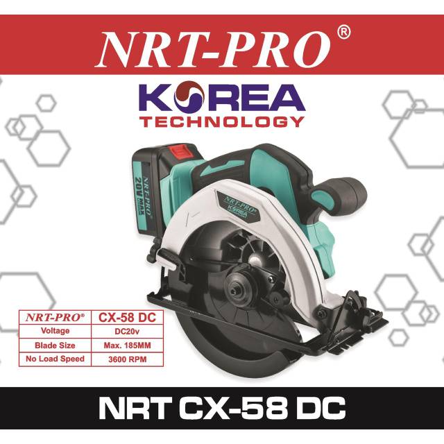 CORDLESS CIRCULAR SAW NRT PRO CX 58 DC CIRCLE SAW BATTERY BATRE 7 INCH