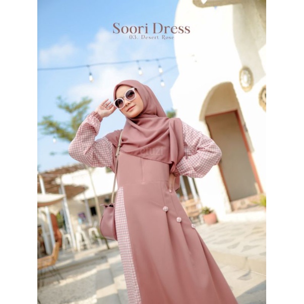 Soori dress by Etuzi Gamis Casual Polos kombinasi Kotak Kekinian