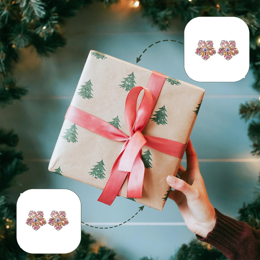 Lily Stud Earrings Anting Fashion Bunga Matahari Ganda Lapisan Ganda Bunga