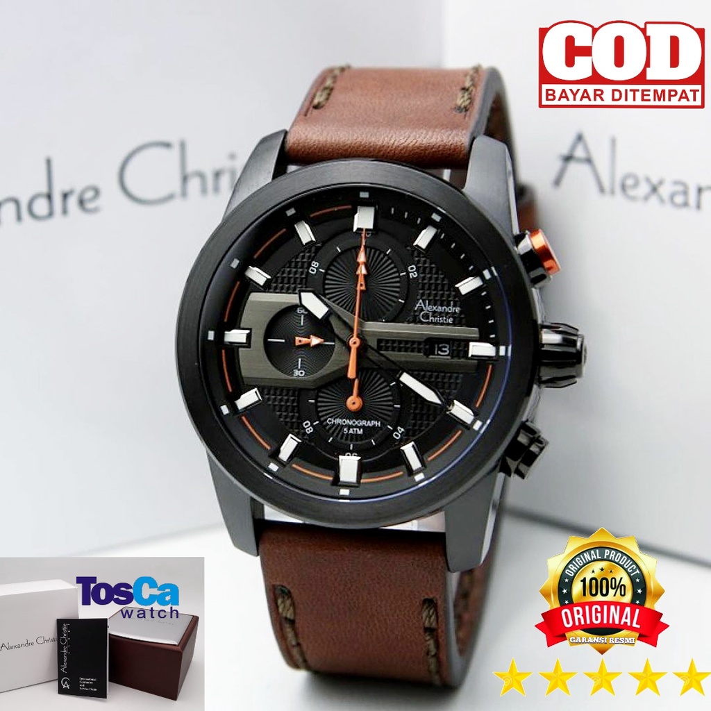 alexandre christie pria ac 6562 / 6270 coklat black mc original garansi resmi 1tahun jam tangan pria