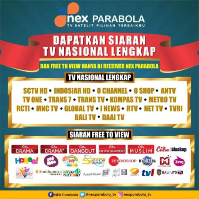 Antena parabola 45cm lengkap receiver Nex parabola kuning hd open mnc group &amp; indosiar. Sctv