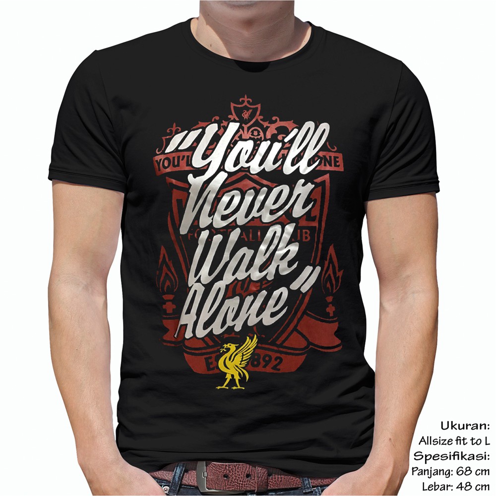  Kaos Bola Luar Baju LIVERPOOL YNWA BLACK Pakaian Pria 