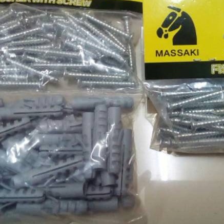 BANTALAN PAKU SKRUP NYLON NILON TEBAL M8 MASAKI PER SET