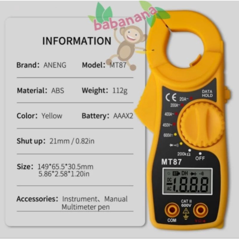 tang ampere digital multitester alat tes listrik pengukur arus clamp