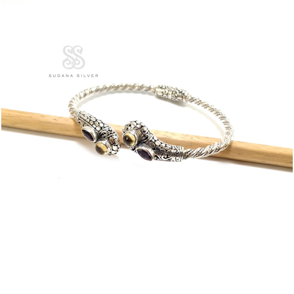 Gelang Perak Citrine Amethyst Silver 925 Perhiasan Bali