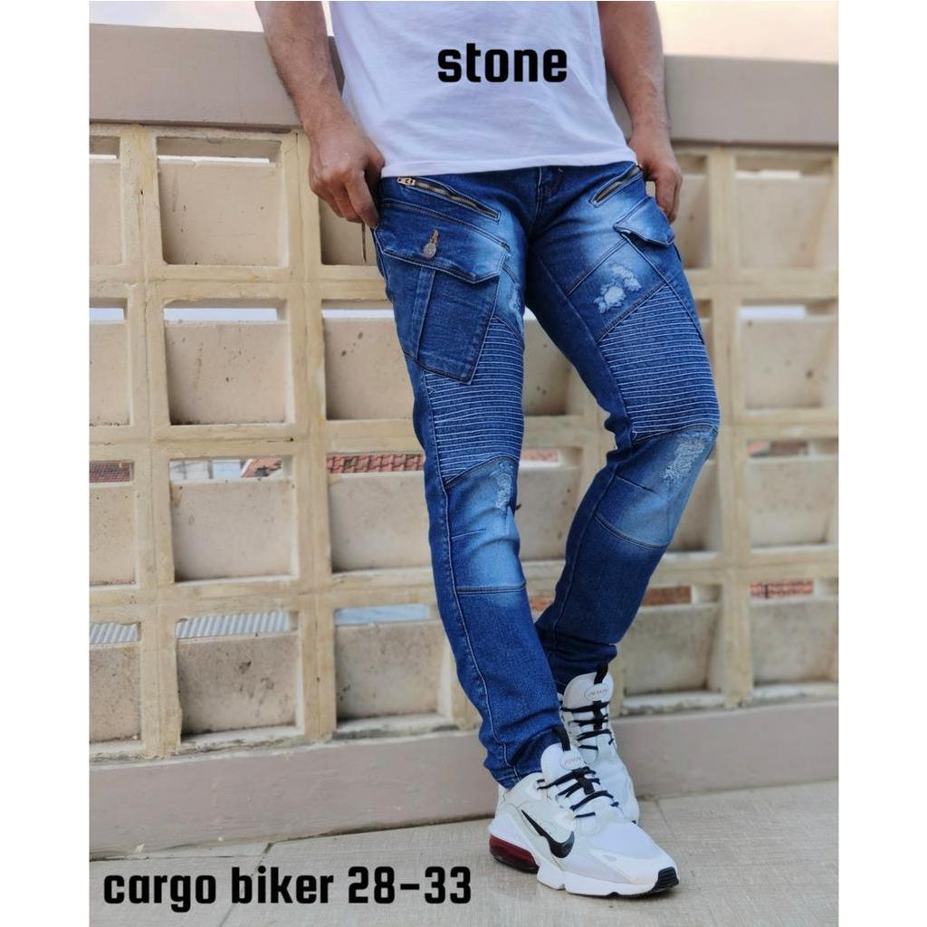 GEVAR Celana Jeans Cargo Bikers Pria Jeans Premium