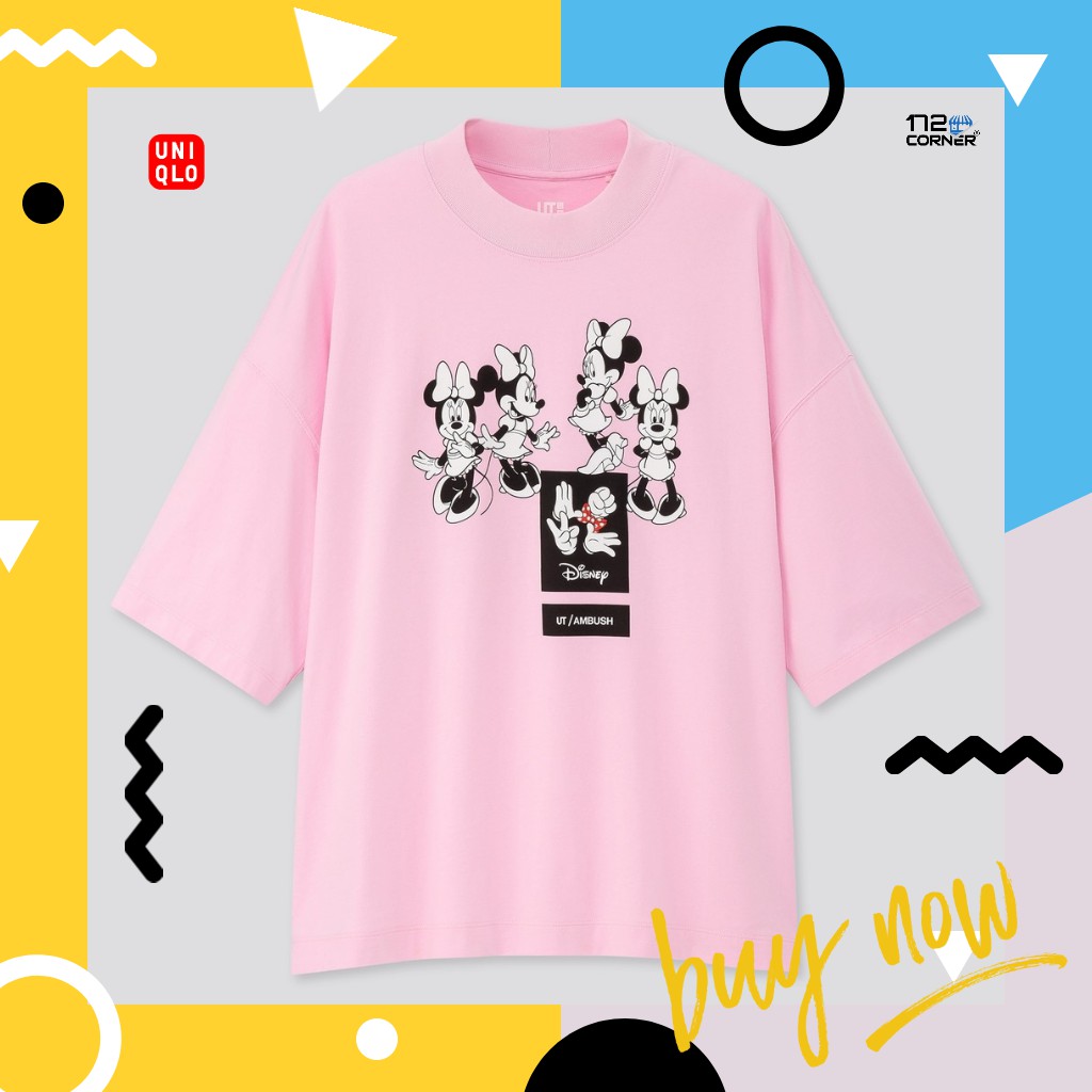 UNIQLO / WANITA / ATASAN / T SHIRT / GRAPHIC TEE / KAOS UT MINNIE MOUSE by AMBUSH ORIGINAL - PINK