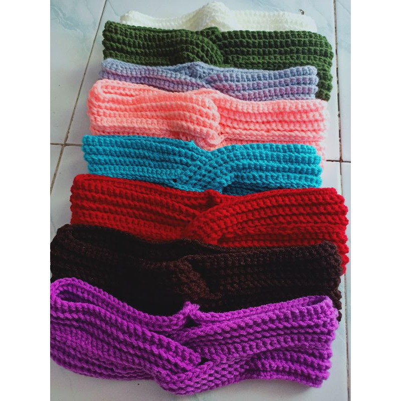 bandana rajut / bando rajut dewasa bahan katun susu