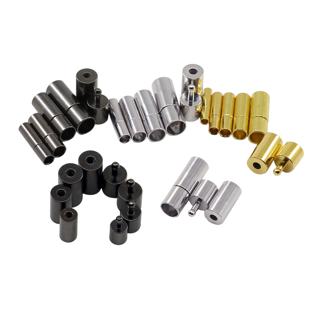 10pcs / Lot End Cap Bahan Metal Warna Hitam / Emas / Rhodium Ukuran 2 / 2.5 / 3 / 4 / 5 / 6 / 7 / 8mm Untuk Membuat Perhiasan Diy