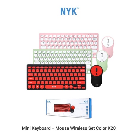 itstore keyboard wireless nyk k20 mini keyboard mouse color combo k-20 k 20 Garansi resmi 1 tahun