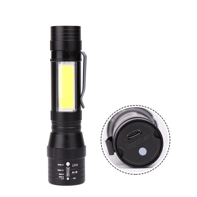 Albinaly Senter LED USB Rechargeable XML-T6 COB - 1907 - Black