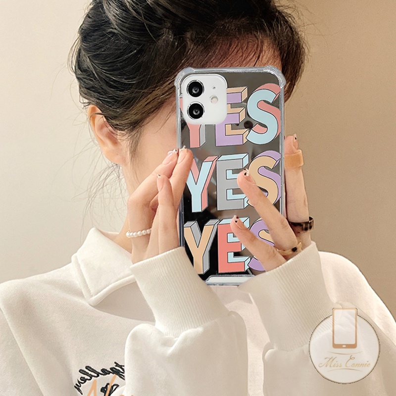 Casing iPhone 11 7Plus 8Plus XR X XS Max 13 12 Pro Max 7 8 Plus SE 2020 Shockproof Motif Tulisan YES