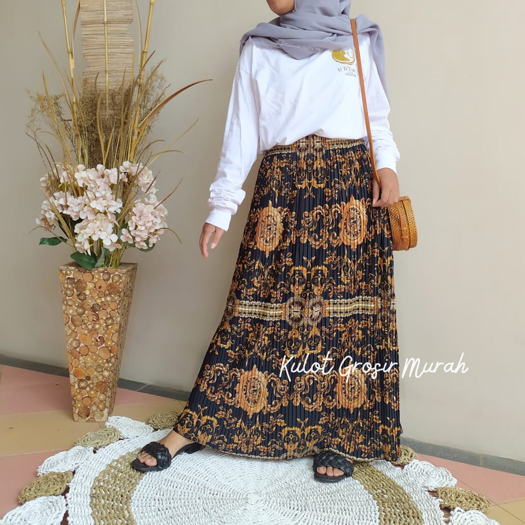 Motif Sultan Basic Rok Plisket Bisa Untuk Jumbo