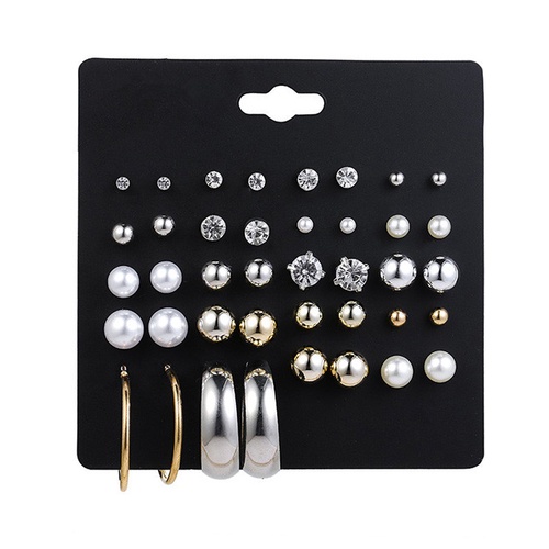 LRC Anting Tusuk Fashion Gold Color+silver Color Diamond E87199