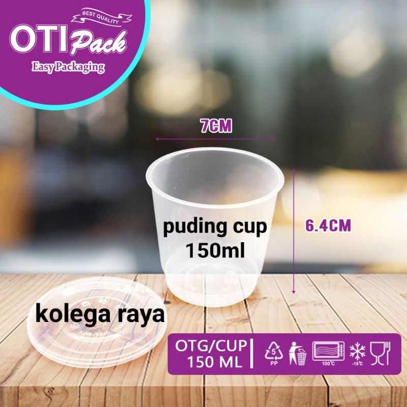 Gelas Thinwall Puding Cup Sambal Cup Jelly Cup OTG 150ML  Isi 25PCS Alas dan Tutup