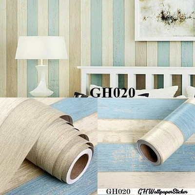 DISKON!! Wallpaper Kayu Coklat Krem Putih Merah Biru Combinasi Premium High Quality 45cm X 8M COD - BARNIK88