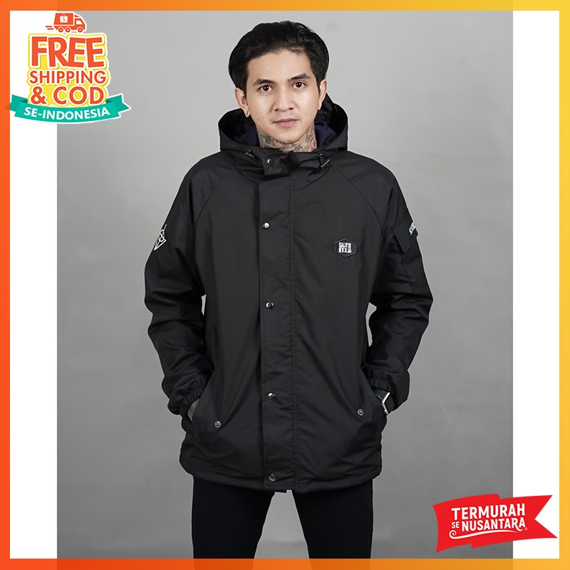 [BISA COD] Jaket Cowok Parasut Taslan Anti Air Saku Lengan Model Windrunner Wind Runner Original