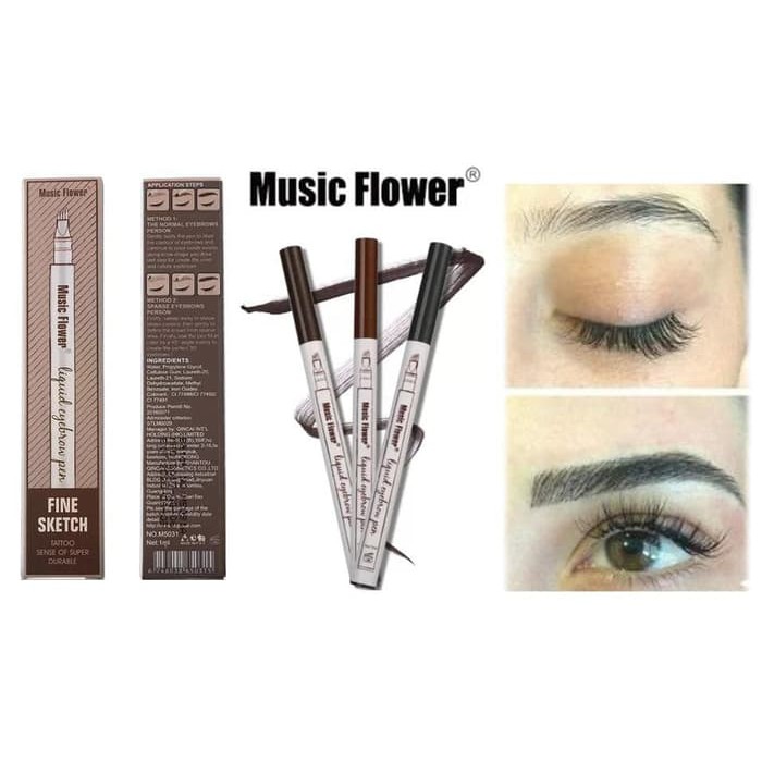 Music Flower 4 Fork Tip Original Eyebrow Tattoo Pen Pensil Alis Fine Sketch  Eyebrow Pen Water