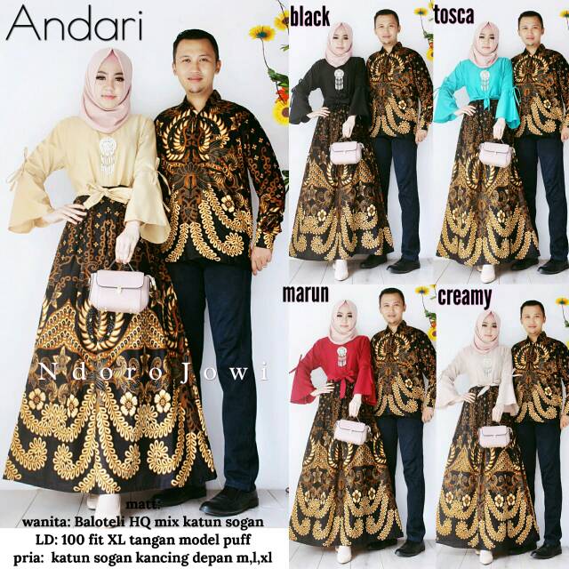 SHOPASHOP SOLO - Andari Couple gamis muslim kebaya modern pakaian muslim gamis syari batik couple