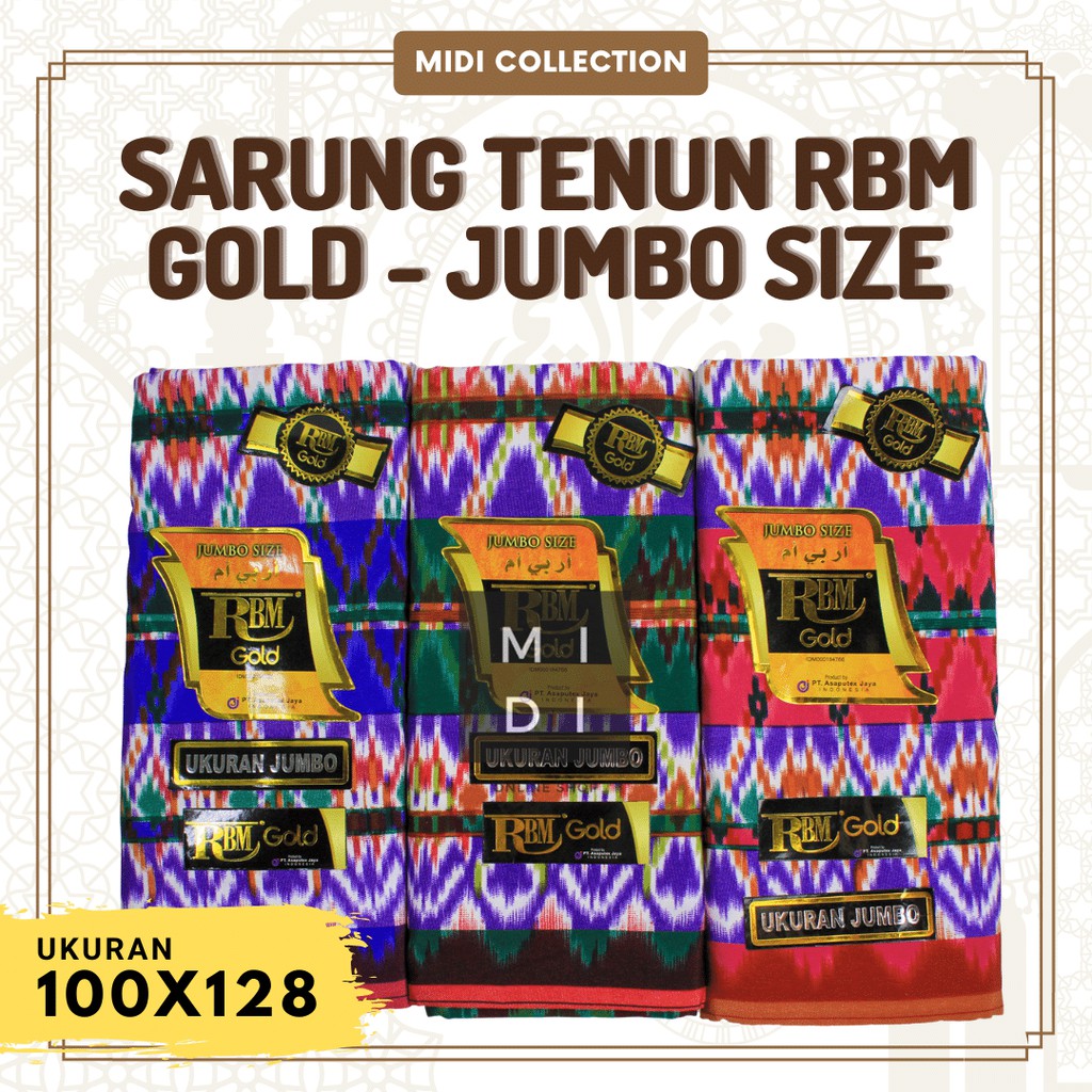 Sarung Tenun Ukuran Jumbo (100x128) merk RBM GOLD