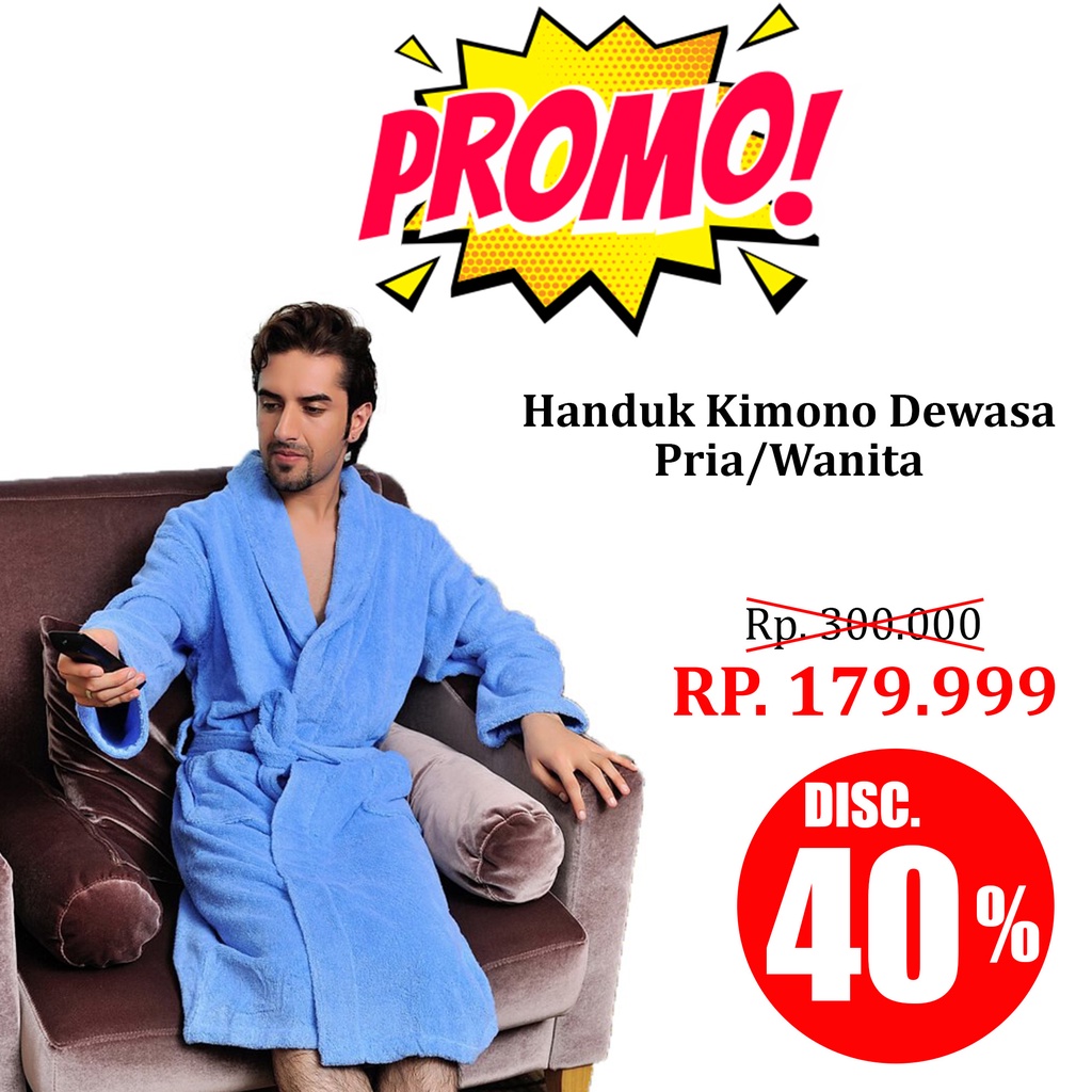 [ Handuk Centre ] Kimono Handuk Dewasa Wanita & Pria Polos Tebal by Dixon