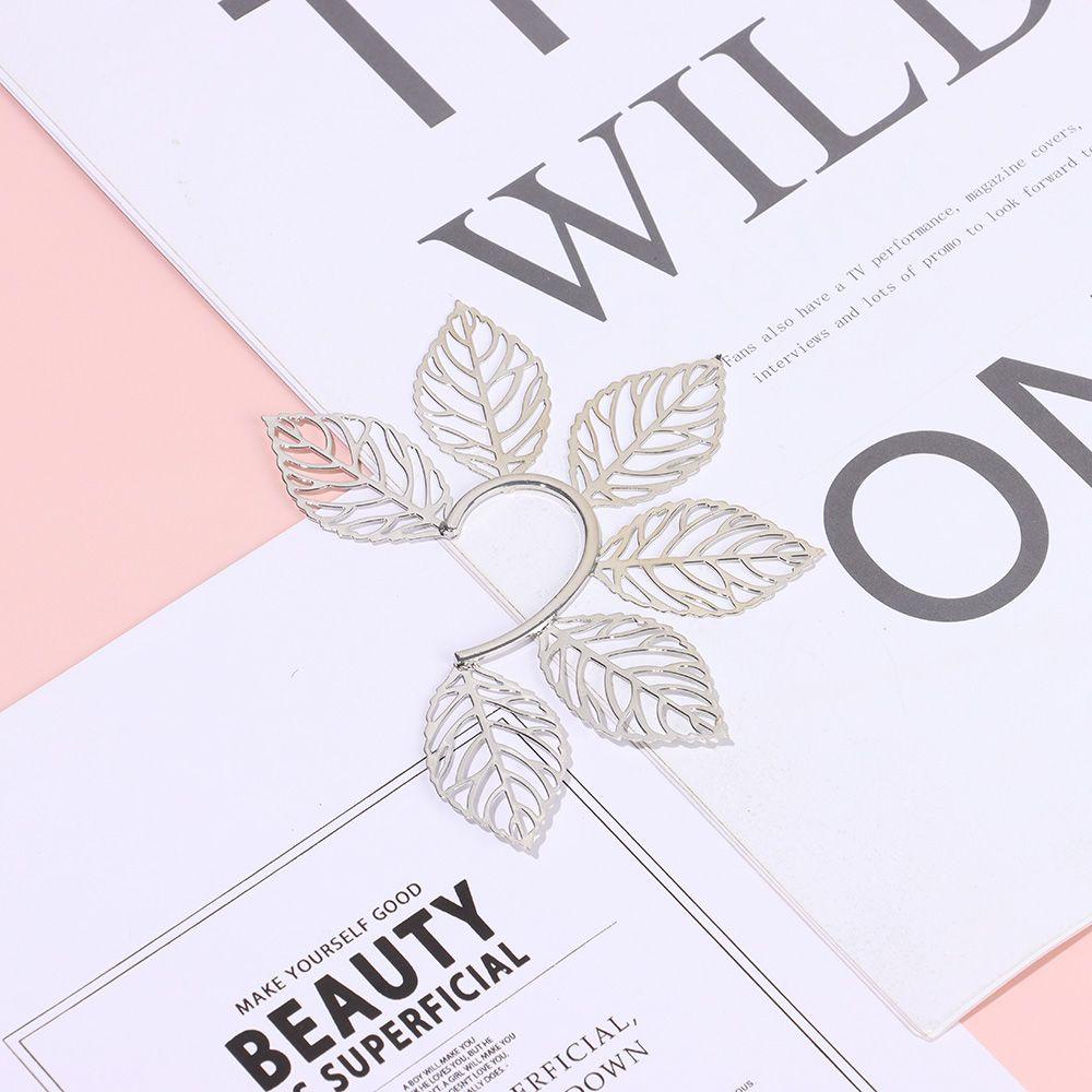 PREVA Metal Leaves Ear Hook Fashion Exaggerated Party Wrap Cuffs Earrings Irregular Ear Cuff Cosplay No Piercing Earrings