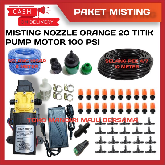 Paket Pompa Embun / Kabut / Misting 20 Titik Hidroponik / Walet