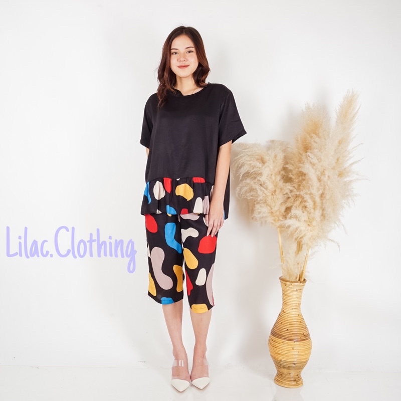 Setelan wanita jumbo celana 7 8 | Stelan Rayon 7 8 jumbo | Baju tidur set celana 7 8