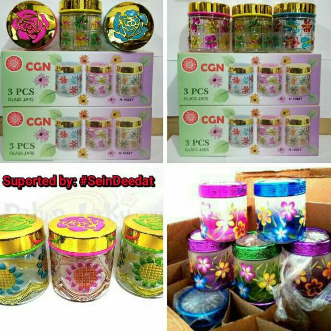 TOPLES KACA 1 SET ISI 3 LEBARAN MOTIF KARAKTER UNIK GLASS BELING
