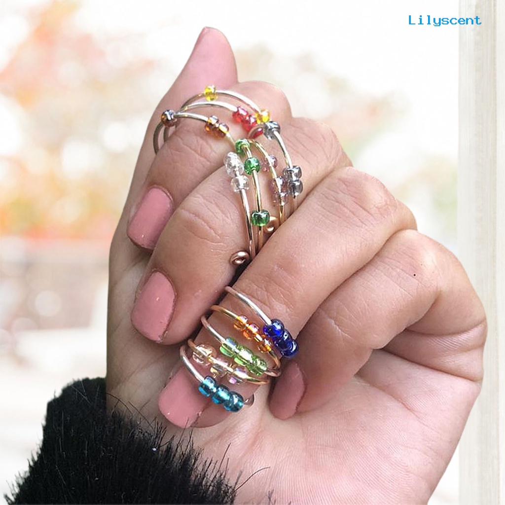 Lc 5Pcs / Set Mainan Fidget Ring Spiral Bahan Tembaga Untuk Penghilang stress