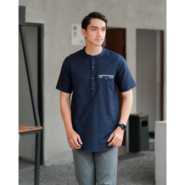 KEMKO PRIA LENGAN PENDEK BAJU KURTA PRIA BAJU MUSLIM MODERN PRIA WARNA PINK ABU TUA MUDA TAN NAVY M