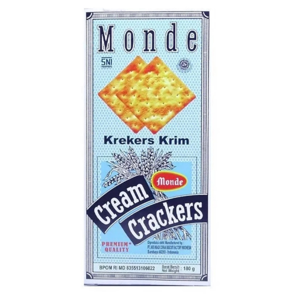 

Monde Cream Crackers 180 gr Krekers Krim Premium Quality