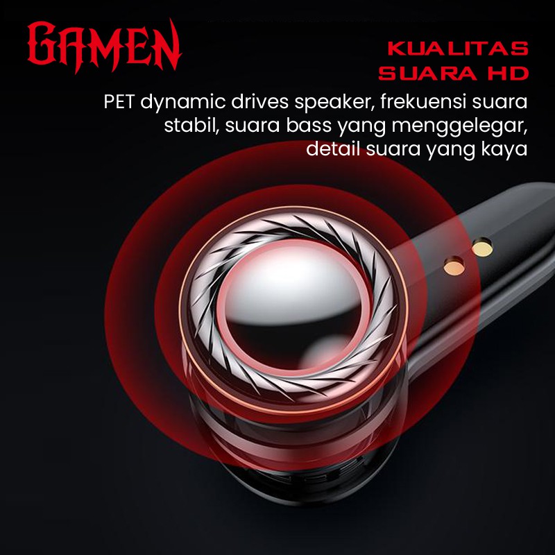 GAMEN Sirens Headset Earphone Airbuds Low Latency 40 MS LED HD Sound Semi-In-Ear Waterproof TWS True Wireless Stereo Original - Garansi Resmi 1 Tahun