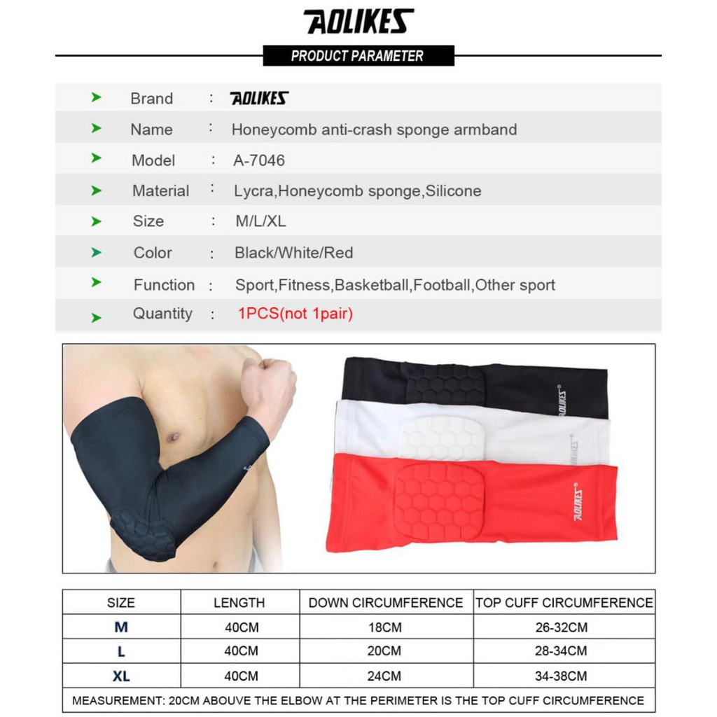 AOLIKES 7046 Long Arm Sleeve - Shooting Sleeve Basket / Deker Pelindung Siku Tangan