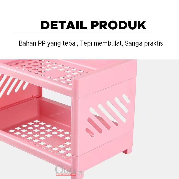 BRGUNIK Rak Organizer Stationery Rak Penyimpanan Desktop Lipat Double Layers Storage R379