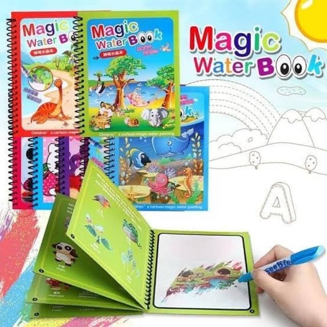 Magic waterbook water book buku air spidol ajaib anak mainan bayi baby first menggambar edu edukasi