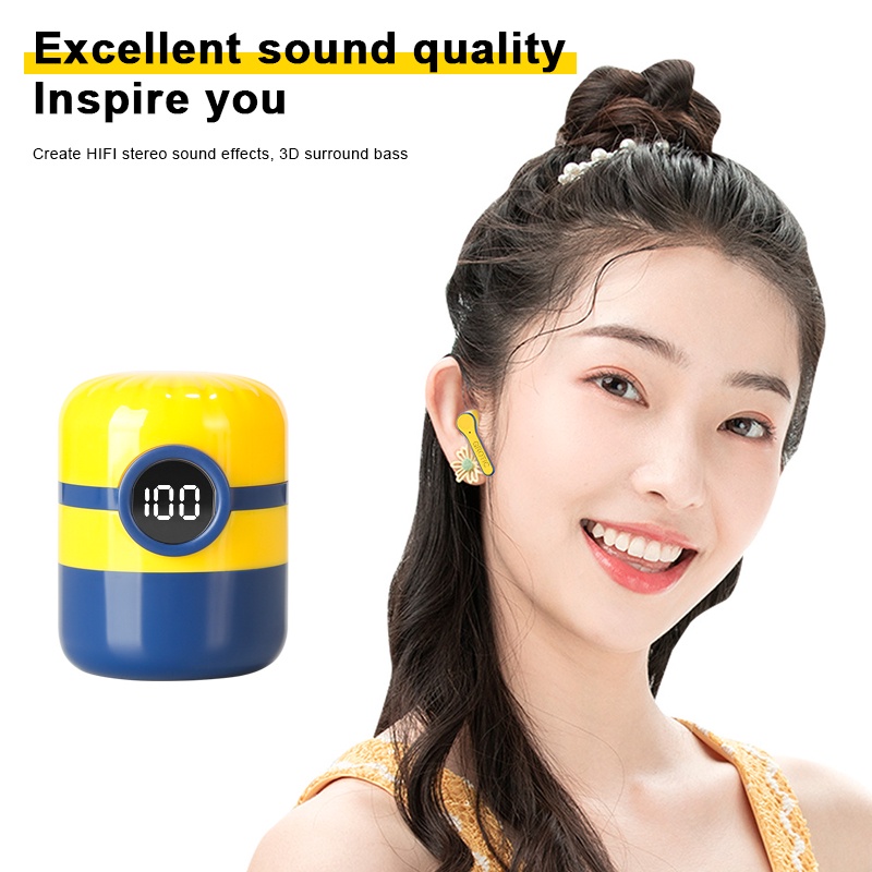 GROTIC Mi22 Headset Bluetooth Earphone TWS Karakter Earbuds True Wireless Stereo Touch Sensor LED Display-4